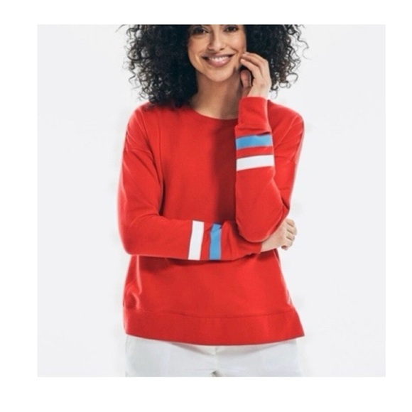 Nautica Tops - Nautica Striped‎ Sleeve Red Sweatshirt
